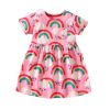 Baby Girl Rainbow Graphic Short Sleeve Round Neck Dress