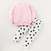 Baby Girl Cartoon Cat Graphic Hoodie Combo Polka Dot Pattern Pant Sets