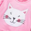 Baby Girl Cartoon Cat Embroidered Pattern Shirt Combo Solid Pants Sets