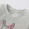 Baby Girl Cartoon Bunny Print Pattern Crewneck Cotton Shirt
