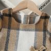 Baby Plaid Pattern Long Sleeve Quality Cotton Dress In Autumn With Hat