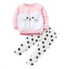 Baby Girl Cartoon Cat Graphic Hoodie Combo Polka Dot Pattern Pant Sets