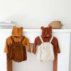 Baby Boy And Girl Solid Color Tops Combo Denim Straps Harnesses 2-Piece Sets With Buttons
