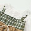 Baby Girl Lace Plaid Pattern Bow Tie Design Long Sleeve Lapel Sweet Dress