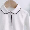 Baby Boy Solid Color Simple Colorblock Design Long Sleeve Bodysuit