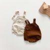 Baby Boy And Girl Solid Color Tops Combo Denim Straps Harnesses 2-Piece Sets With Buttons