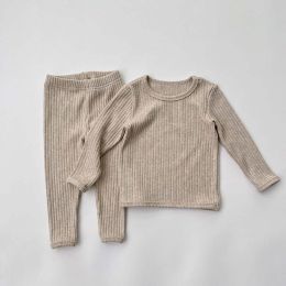 Baby Solid Color Comfy Fabric Shirt Sets Pajamas Home Clothes (Size/Age: 130 (7-8Y))