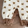 Baby Cartoon Bear Pattern Sleeveless Quilted Warm Jumpsuit With Hat