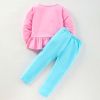 Baby Girl Cartoon Cat Embroidered Pattern Shirt Combo Solid Pants Sets