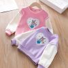 Baby Girl Heart Patched Pattern Colorblock Design Hoodies