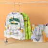 Baby Boy All Over Dinosaur And Letters Pattern Cotton Hoodies