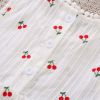 Baby Girls Cherry Print Pattern Lace Design Round Collar Sleeveless Dress Onesies