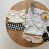 Baby Girl Doll Collar Top Combo Short Pants Sets In Summer Outfit Wearing