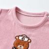 Baby Cartoon Bear Embroidered Pattern Hoodies Combo Solid Pants 1-Piece Sets