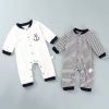 Baby Boy 1pcs Striped Pattern Full Button Front Design Sailor Style Jumpsuit