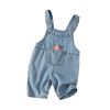 Baby Bear Print Washed Blue Denim Loose Breathable Overalls