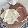 Baby Girl Cartoon Bear Pattern Simple Colorblock Design Bodysuit