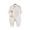 Newborn Cartoon Animal Pattern Slanted Lace-Up Design Thin Style Cotton Jumpsuit Pajamas