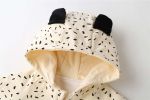 Baby Cartoon Panda Graphic Double Lapel Fleece Zipper Front Design Coat