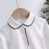 Baby Boy Solid Color Simple Colorblock Design Long Sleeve Bodysuit