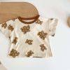 Baby Boy And Girl Bear Pattern Color Matching Short-Sleeved Top Combo Shorts 2-Pieces Sets