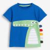 Baby Boy Cartoon Dinosaur Embroidered Pattern T-Shirt Combo Solid Medium Shorts Sets