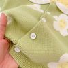 Baby Girl Flower Pattern Colorblock Design Knit Cardigan