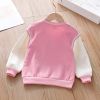Baby Girl Heart Patched Pattern Colorblock Design Hoodies