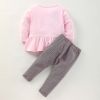 Baby Girl Cartoon Animal Pattern Shirt Combo Striped Pants Sets