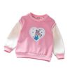Baby Girl Heart Patched Pattern Colorblock Design Hoodies