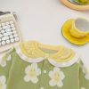 Baby Girl Flower Pattern Colorblock Design Knit Cardigan