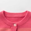 Baby Girl Colorful Striped Pattern Single Breasted Design Knit Cardigan