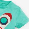 Baby Boy Rocket Print Pattern Crewneck Cotton Short Sleeve Tops