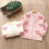 Baby Heart Patched Design Single Breasted Design Cardigan